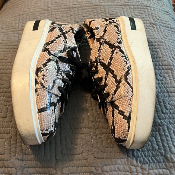 LINEA PAOLO  Platform Sneaker Kendra Shoes Leather Trim Snakeskin - Picture 5 of 8